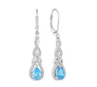 Starchenie Orecchini da donna in argento Sterling 925, con pietra portafortuna e zirconi, con simbolo dell'infinito, rame, Zirconia cubica