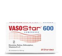 Stardea Vasostar 600 Compresse | Diosmina, Rutina, Orthosiphon, Vitamina E e C | Funzionalità Microcircolo e Benessere delle Gambe | Senza Glutine | 30 Compresse da 1000 mg