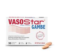 Stardea Vasostar Gambe | Diosmina 900 mg, Esperidina, Rusco, Bromelina e Vitamina C | Microcircolo e Gambe Leggere | Rilascio Prolungato | 30 Compresse Bistrato | Senza Glutine