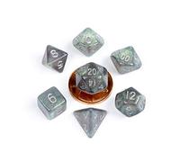 Stardust grigio con numeri argento 10 mm mini dadi poli set