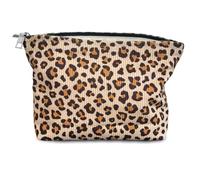 STARDW Sacchetti per cosmetici a forma di fiore per donne e ragazze, borsa per trucco da viaggio in tela di grande capacità, borsa organizer per trucco con cerniera, Stampa leopardata, Sacchetto