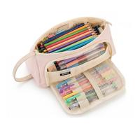starfa lab Astuccio in robusto tessuto Oxford, grande capacità, con cerniera, multifunzionale, per scuola, università, ufficio e viaggio, organizzatore per ragazzi e adulti, Rosa Twill, Moderno