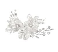 Starfa Lab Fermaglio per capelli da sposa a forma di fiore, con perle, accessorio per capelli da sposa per donne e damigelle, con perle argentate e cristalli