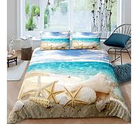 Starfish Conch Comforter Cover Ocean Marine Themed Bedding Set Sea Creatures Copripiumino Copriletto in Microfibra Hawaiian Sealife Arredamento Biancheria da letto Singola