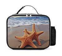 Starfish on the beach Lunch Box Borsa termica riutilizzabile con porta bottiglia d'acqua, portatile, impermeabile, a prova di perdite, borsa per il pranzo per donne e uomini, lavoro, viaggi, picnic