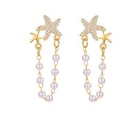Starfish Orecchini con nappe di perle da donna, Design semplice con ciondoli sull'oceano, Gioielli in lega Premium, Accessori casual chic per le orecchie da festa