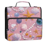 Starfish Pearl Pink Retro 3,8 cm 3 anelli Zip Up raccoglitore con cinghia multi-tasca portfolio portatile per la scuola