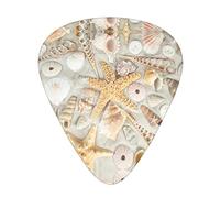 Starfish Seashell Sandy Beach - Set di 12 plettri per chitarra, regalo per basso, per chitarra acustica, plettri con scatola trasparente