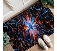 Starflare - Tappeto runner moderno astratto con triangoli e linee N/a in spugna a pelo basso, colore blu, resistente allo sbiadimento, per cucina, corridoio, lavanderia, ingresso, 6 x 90 cm