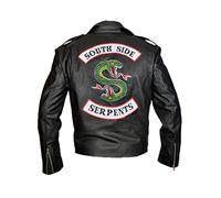 StarFMLTD Riverdale Southside Serpents Slim Fit Womens Biker Leather Jacket (M, Black)