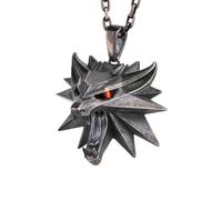 Starforged The Witcher 3: Wild Hunt The Witcher Wolf School Medallion Silver Pendant Game Merchandise ufficialmente autorizzato, Argento sterling, Rubino sintetico