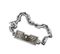 Starforged Warhammer - Bracciale da uomo in acciaio 40 K, motivo: giuramento delle guardie imperiali, middle03, Metallo, Nessuna pietra preziosa