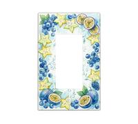 Starfruit - Copertura per interruttore singolo per cucina, motivo floreale, mirtillo e frutto della passione, in plastica blu, dimensioni standard, decorazione da parete per nuovo appartamento, casa