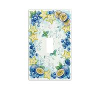 Starfruit - Placca di copertura per interruttore della luce singolo, motivo floreale, mirtillo e frutto della passione, in plastica blu, dimensioni standard, per nuovo appartamento, casa, ufficio