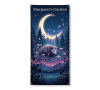 Stargazer'S - Copertura decorativa per porta da giardino, con skyline notturno incantato, design floreale, per interni ed esterni, decorazione per festival e vacanze, 91 x 182 cm