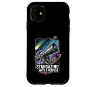 Stargazing with a Purpose Telescope Space Astronomy Design Custodia per iPhone 11