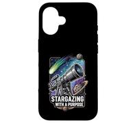 Stargazing with a Purpose Telescope Space Astronomy Design Custodia per iPhone 16