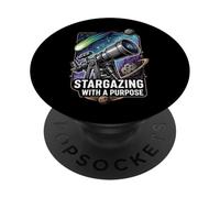 Stargazing with a Purpose Telescope Space Astronomy Design PopSockets PopGrip Adesivo
