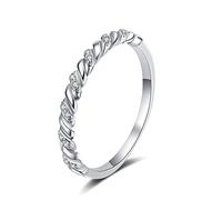 StarGems 0.056ct Moissanite 925 Placcato Platino Argento Contorta Banda Squillo B4758-0.056ct-19