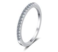 StarGems 0.15ct Moissanite 925 Placcato Platino Argento Banda Squillo B4457-0.15ct-6.5