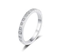 StarGems 0.165ct Moissanite 925 Placcato Platino Argento Banda Squillo B4491-0.165ct-10.25