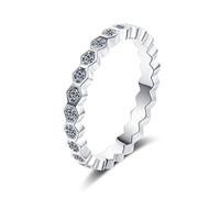 StarGems 0.39ct Moissanite 925 Placcato Platino Argento Favo Banda Squillo B4493-0.39ct-6.5