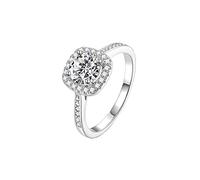 StarGems 1ct Moissanite Argento 925 Placcato Platino Zirconia Lunetta Vintage Squillo B4447-2ct-7.75
