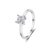 StarGems® Anello Princess Cut 0.6ct Moissanite 925 in argento placcato platino RX073-0.6ct Princess Cut-14
