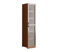 STARHMLUX Floor Bookcase Modern Style Tall Bookcase Storage Shelf Narrow Cabinet with Door Living Room Study Bedroom Office Brown-30 7F