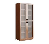 STARHMLUX Floor Bookcase Modern Style Tall Bookcase Storage Shelf Narrow Cabinet with Door Living Room Study Bedroom Office Brown-60 6F