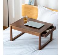 STARHMLUX Japanese Floor Table Low Coffee Table Bamboo Unique Side-Drawer Design for Sitting on The Floor for Living Room Tatami Tea Room Dining Bedroom Tea Brown 60x40x25cm