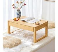STARHMLUX Japanese Floor Table, Low Coffee Table Wood, with Drawers Design for Sitting on The Floor, for Living Room Tatami Tea Room Dining Bedroom Natural Wood 60x40x30cm