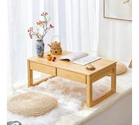 STARHMLUX Japanese Floor Table, Low Coffee Table Wood, with Drawers Design for Sitting on The Floor, for Living Room Tatami Tea Room Dining Bedroom Natural Wood 80x50x35cm