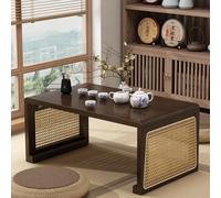 STARHMLUX Japanese Folding Coffee Table Low Coffee Table Bamboo for Sitting on The Floor No Assembly Portable for Living Room Tatami Tea Room Dining Bedroom Walnut 60x40x30cm
