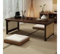 STARHMLUX Japanese Folding Coffee Table Low Coffee Table for Sitting on The Floor No Assembly Portable for Living Room Tatami Tea Room Dining Bedroom Walnut color 60cm