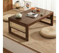 STARHMLUX Japanese Folding Floor Table Foldable Coffee Tables Wood for Sitting on The Floor with Rattan for Living Room Tatami Tea Room Dining Bedroom Unique Style Walnut 80x40x30cm
