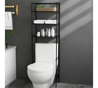 STARHMLUX Mobile Sopra Wc Impermeabile, Portaoggetti Bagno con 2 Scaffale, Mobili Bagno Salva Spazio per Bagno black A