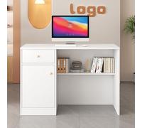 STARHMLUX Small Reception Desk with Counter, Modern Reception Table with Drawer, Wooden Front Desks with Storage Cabinet, for Checkout, Lobby, Beauty Salon, Home Office White 80cm