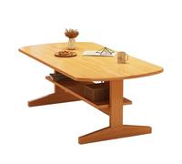 STARHMLUX Tavolino Legno - Tavolinetto Salotto Rettangolare Gambe in Legno Massello Base Triangolare Rinforzo Traversa Adatto per Soggiorni Pastoral Oak 39.4 * 23.6 * 17.7in