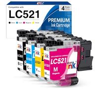 Starink Cartucce d'inchiostro LC521VAL Compatibili con Brother LC521, LC 521 per Brother DCP-J1260W, DCP-J1310DW, DCP-J1313DW, DCP-J1360DW, DCP-J1460DW, Nero, Ciano, Magenta, Giallo, Confezione da 4