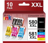 starink Cartuccia 10 Cartucce Compatibili per Canon 580 581 PGI-580/CLI-581 XXL per Pixma TS6150 TS6350 TR7550 TR8550 TS705 TS6250 TS8250 TS9550 (PGBK Nero Ciano Magenta Giallo, 10-Pack)