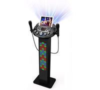 Starion KS829-B - Macchina per karaoke Bluetooth con piedistallo con spettacolo di luci, due microfoni per karaoke