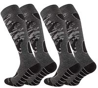 STARK SOUL 2 paia di calzini da sci da uomo, calzini da snowboard, calze funzionali, calze al ginocchio, calze sportive invernali, 2 paia/nero/grigio/antracite effetto mimetico, 39-42