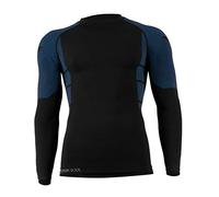 STARK SOUL Microfibra Biancheria Intima Funzionale Senza Cuciture per Uomo a Scelta Come Pantaloni o Camicia a Maniche Lunghe (S/M, Blue/Nero - Camicia)