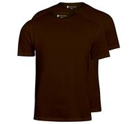 STARK SOUL® T-shirt da 2 pezzi, cotone, girocollo in nero, bianco, grigio melange, blu navy, rosso e marrone, marrone, M