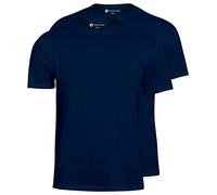 STARK SOUL® T-shirt da 2 pezzi, cotone, girocollo in nero, bianco, grigio melange, blu navy, rosso e marrone, blu navy, XL