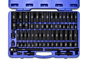 Stark USA Elite Drive Master - Set di chiavi a bussola da 1/2", 65 pezzi, assortimento di bussole profonde e poco profonde, adattatori SAE (da 3/8" a 1 1/4") e metriche (da 10 mm a 24 mm) +
