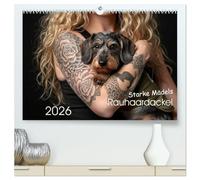 Starke Mädels - Rauhaardackel (hochwertiger Premium Wandkalender 2026 DIN A2 quer), Kunstdruck in Hochglanz: Auf ein gutes Neues Jahr mit den starken Mädels!
