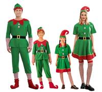starkit Costume da elfo di Natale per adulti Costume da aiutante di Babbo Natale per donne e uomini Costume da elfo di Natale per bambini Set di travestimenti Cosplay (Uomo elfo, M)