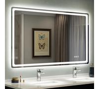 STARLEAD 120x70cm Specchio-Bagno-con-Luce e Bluetooth, Specchio-LED-Bagno con Antifog, 3 Colori Luce, Dimmerabile, Memoria, IP44, Vetro Temperato, Orizzontale/Verticale